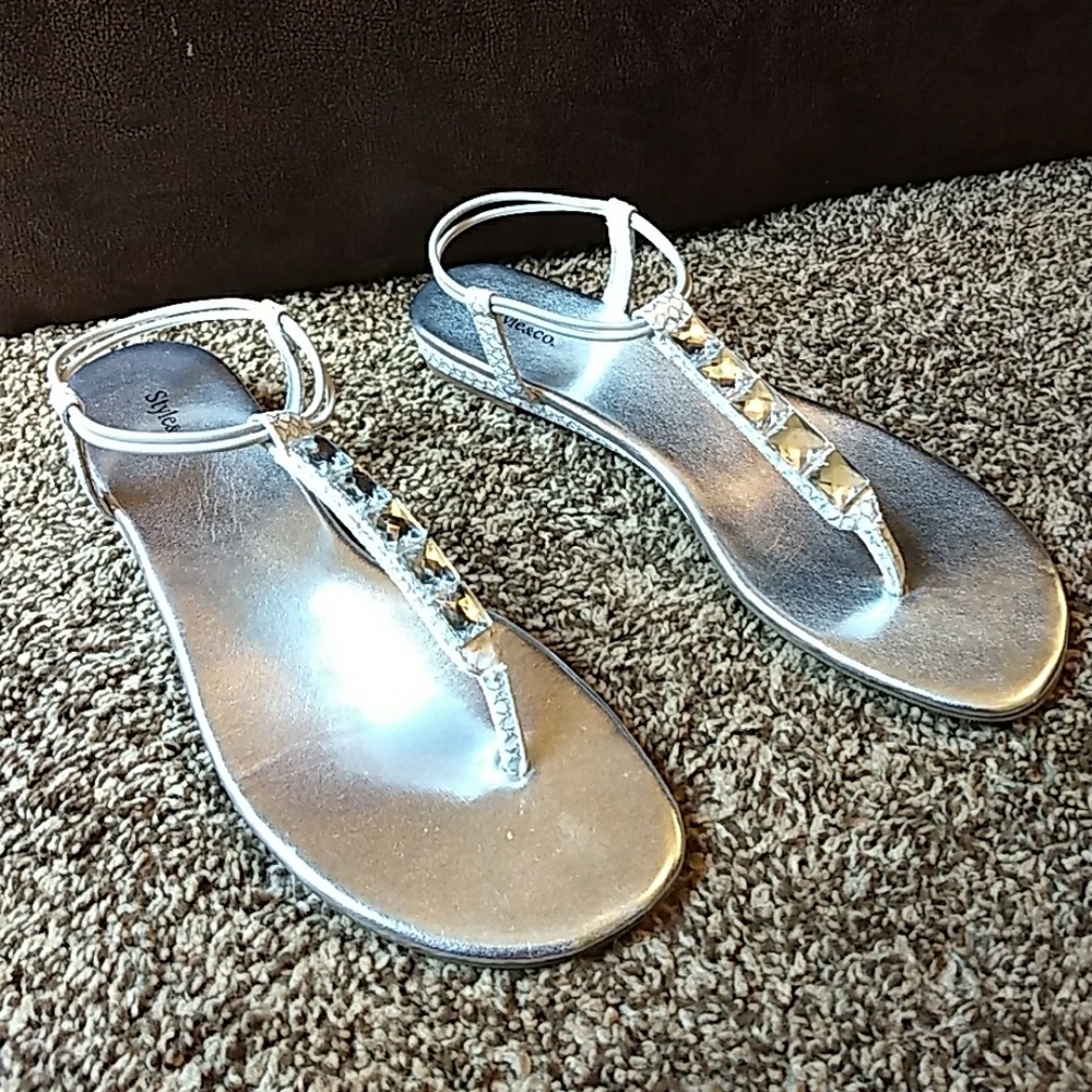 Style & Co silver sandals